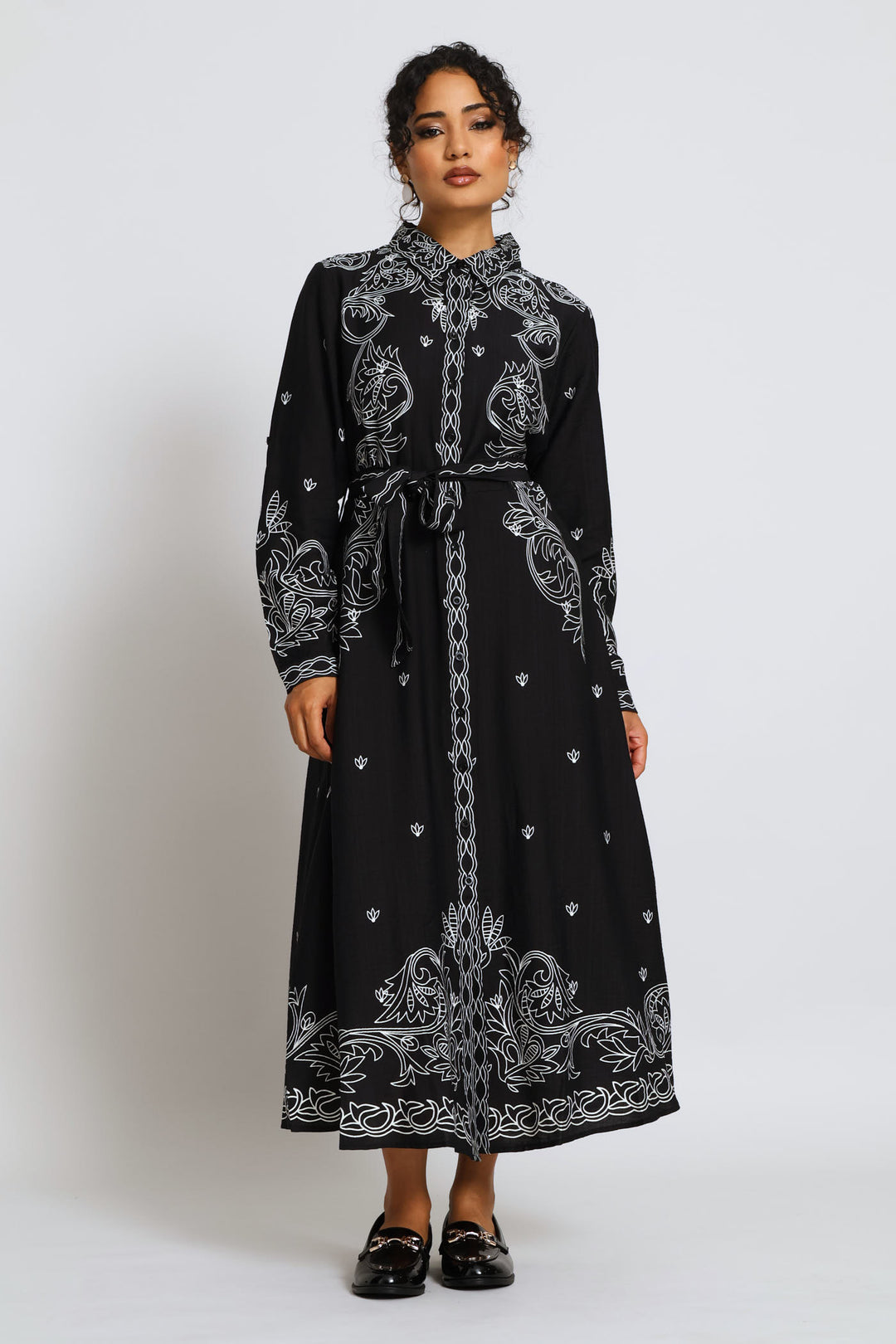 Button Through Maxi Dress - Black
