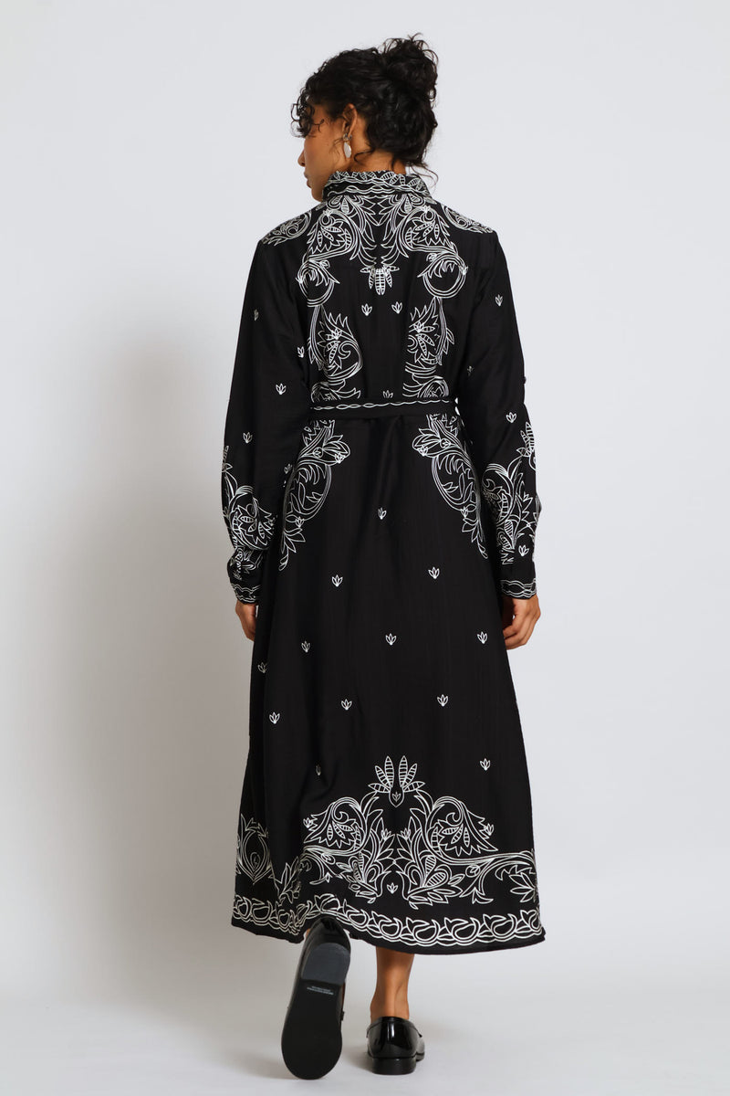 Button Through Maxi Dress - Black