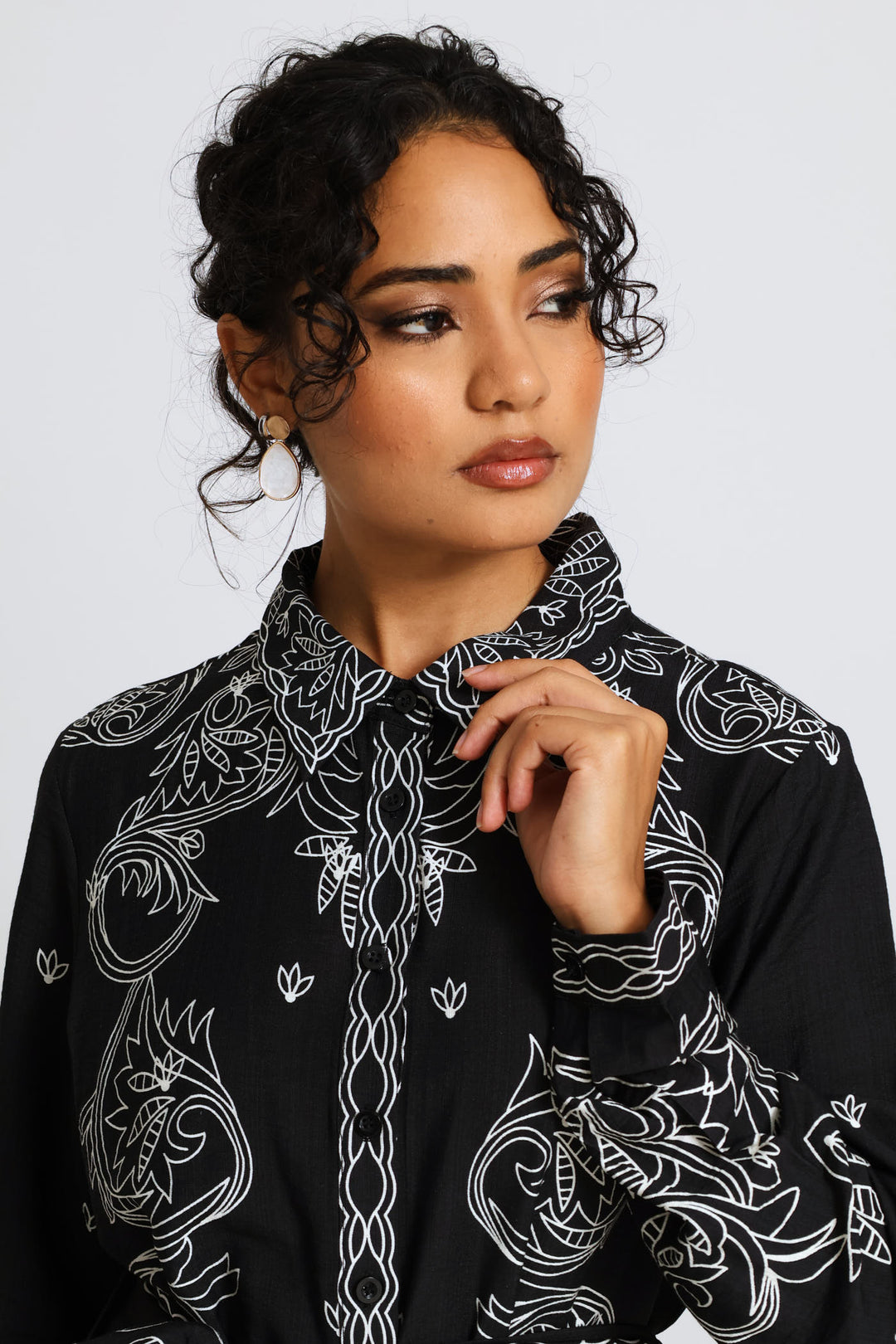 Button Through Maxi Dress - Black