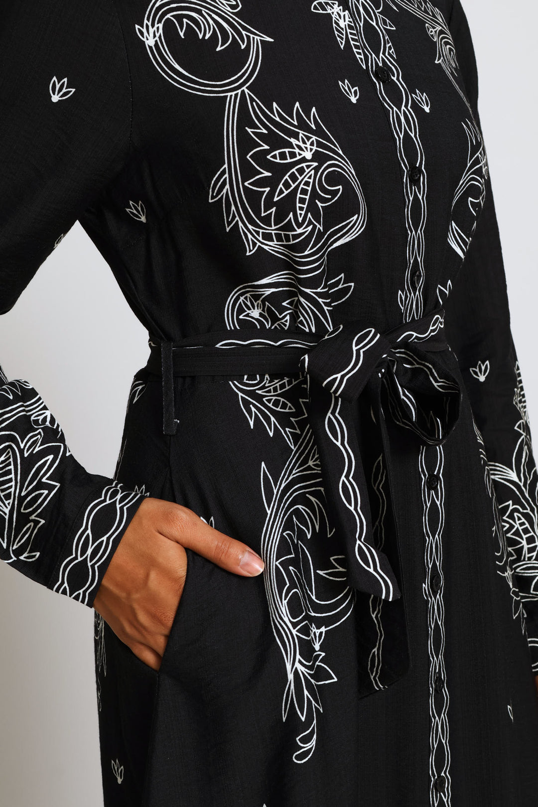 Button Through Maxi Dress - Black
