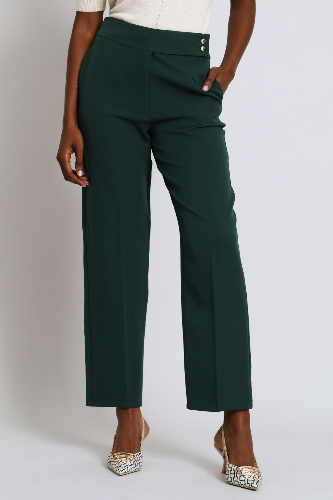Extended Tab Tapered Leg Pant - Bottle Green