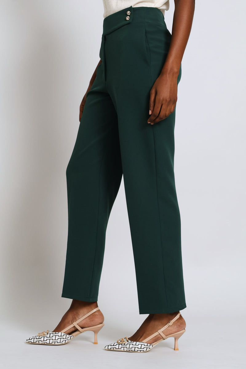 Extended Tab Tapered Leg Pant - Bottle Green