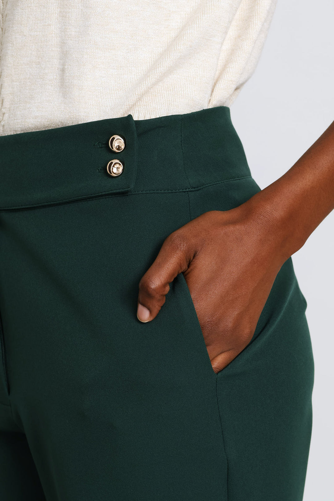 Extended Tab Tapered Leg Pant - Bottle Green