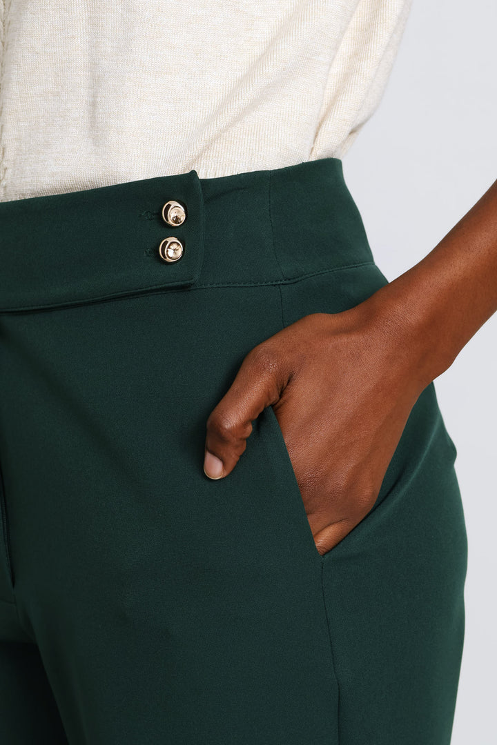 Extended Tab Tapered Leg Pant - Bottle Green