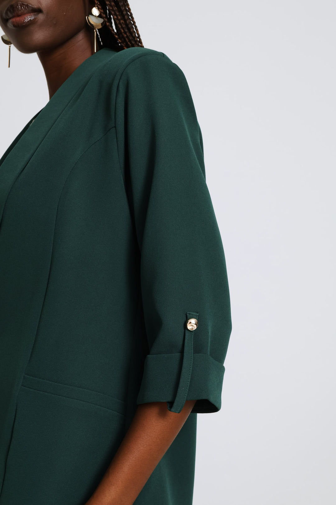 Turn Up Notch Hem Blazer - Bottle Green