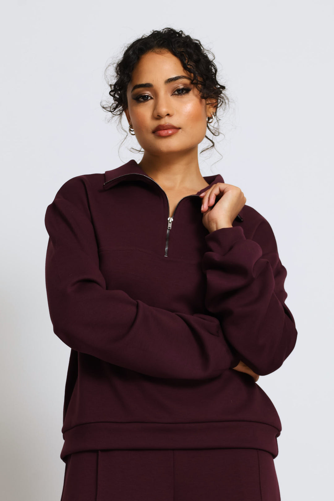 Plush Quarter Zip Pullover - Burgundy