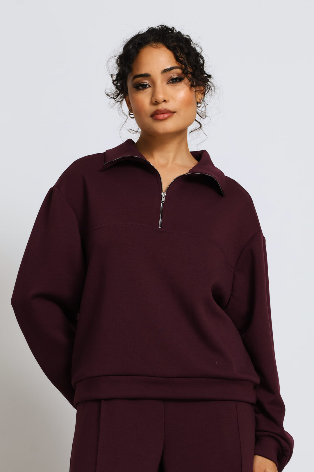 Plush Quarter Zip Pullover - Burgundy