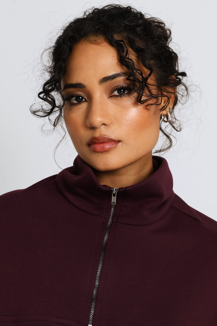 Plush Quarter Zip Pullover - Burgundy