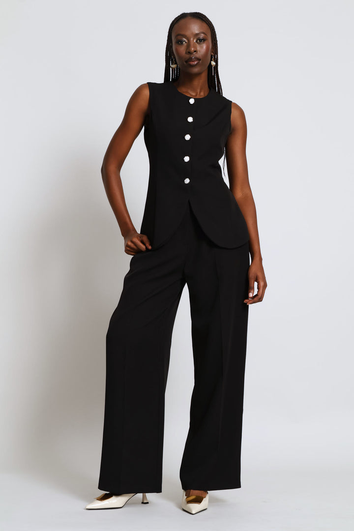 Curve Hem Waistcoat - Black