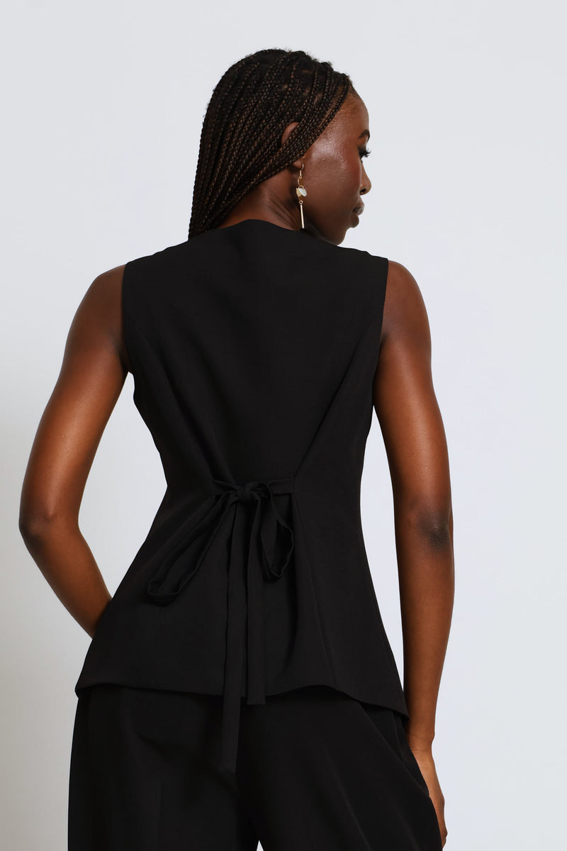 Curve Hem Waistcoat - Black