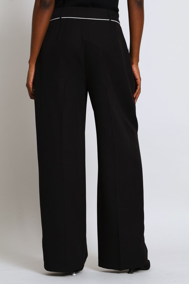 Contrast Tipped Wide Leg Pant - Black/White