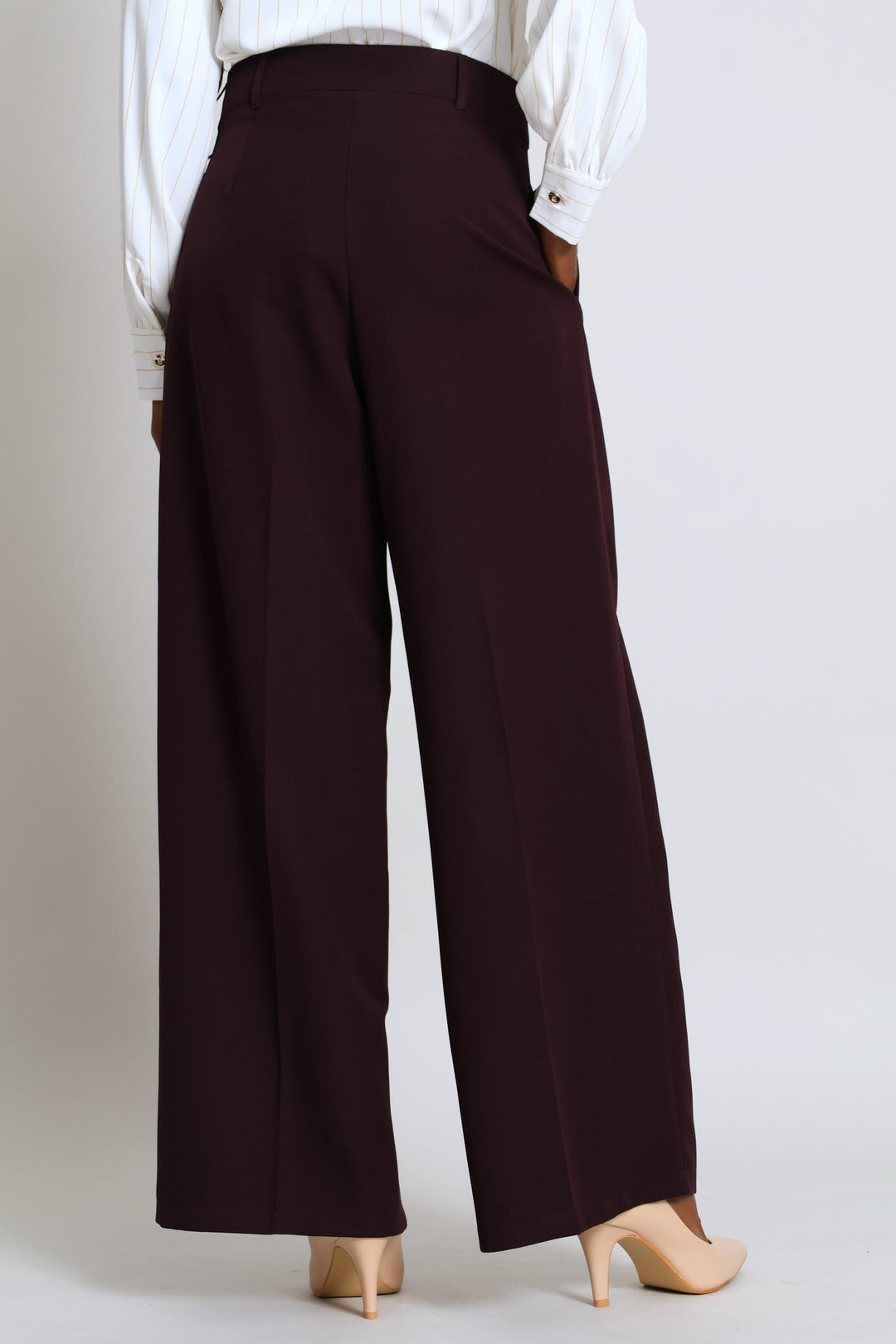 Double Pleat Wide Leg Pant - Dark Purple