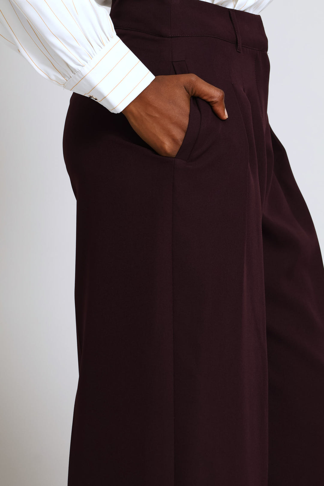 Double Pleat Wide Leg Pant - Dark Purple