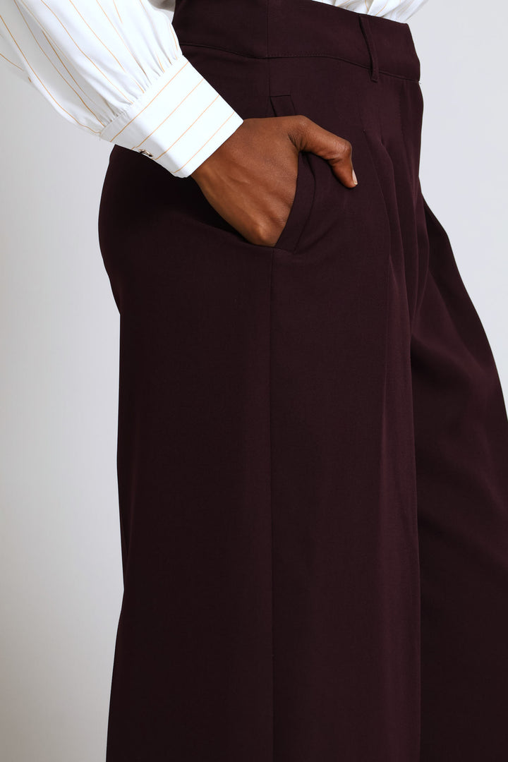 Double Pleat Wide Leg Pant - Dark Purple
