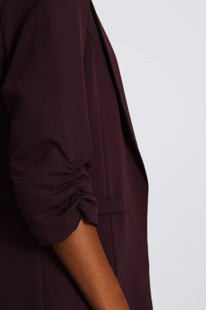 Ruched Sleeve Blazer - Dark Purple