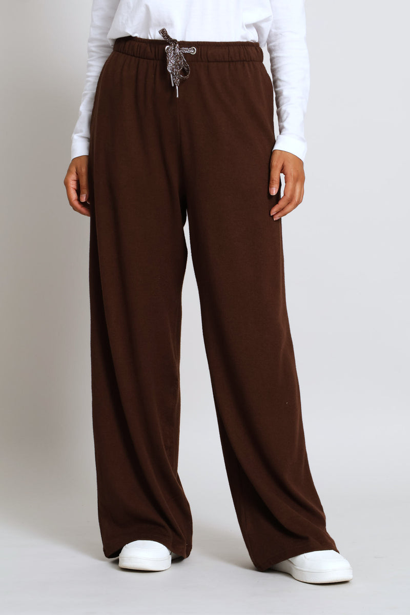 Luxe Leisure Wide Leg Pant - Chocolate