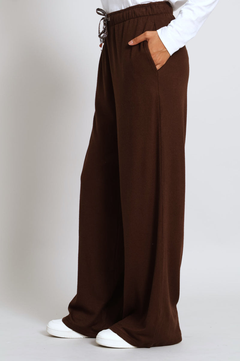 Luxe Leisure Wide Leg Pant - Chocolate