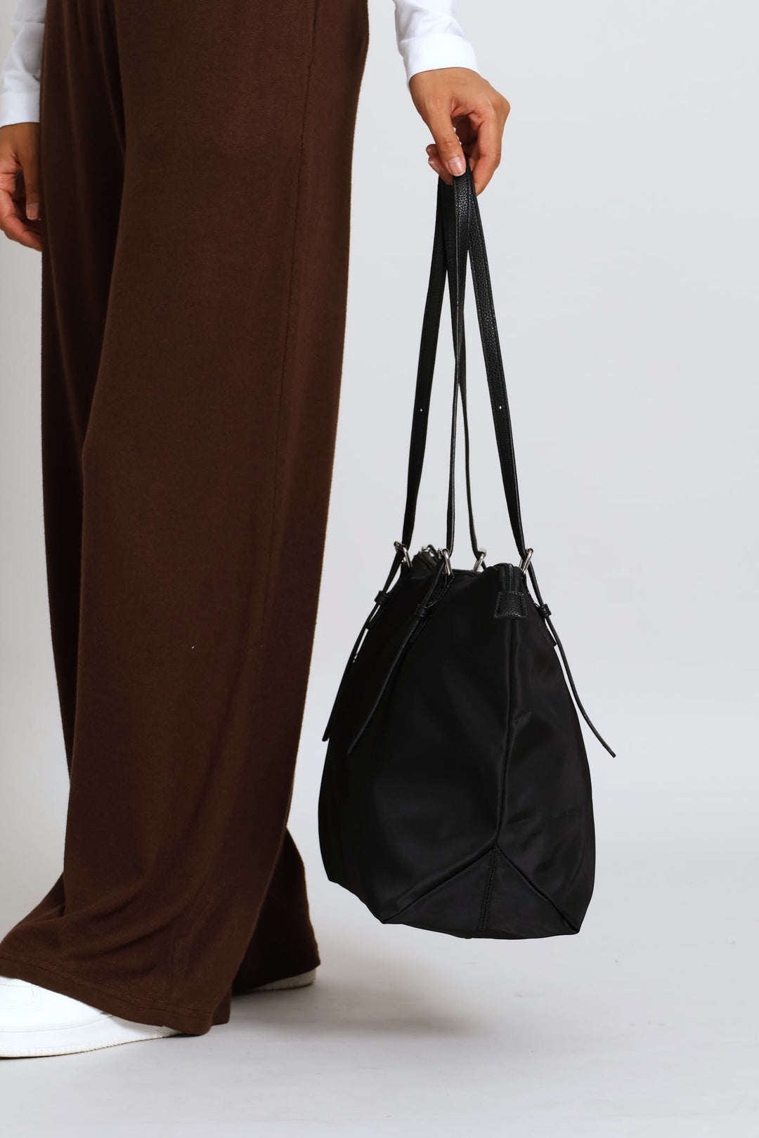 Nylon Buckle Detail Shopper Bag - Black