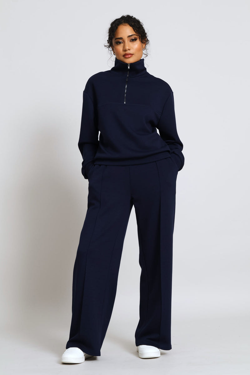 Plush Quarter Zip Pullover - Navy
