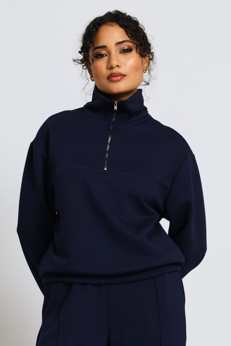 Plush Quarter Zip Pullover - Navy