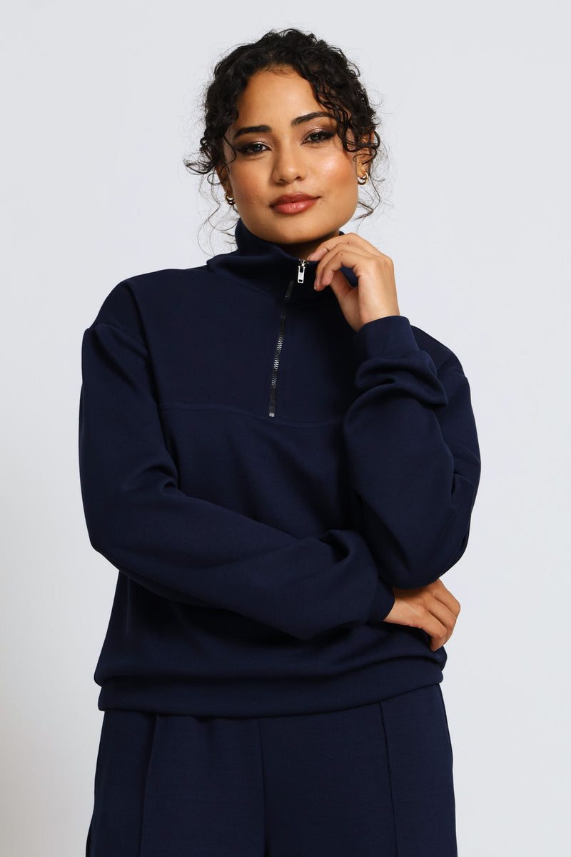 Plush Quarter Zip Pullover - Navy