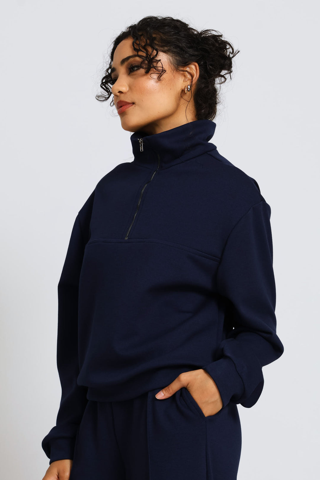 Plush Quarter Zip Pullover - Navy