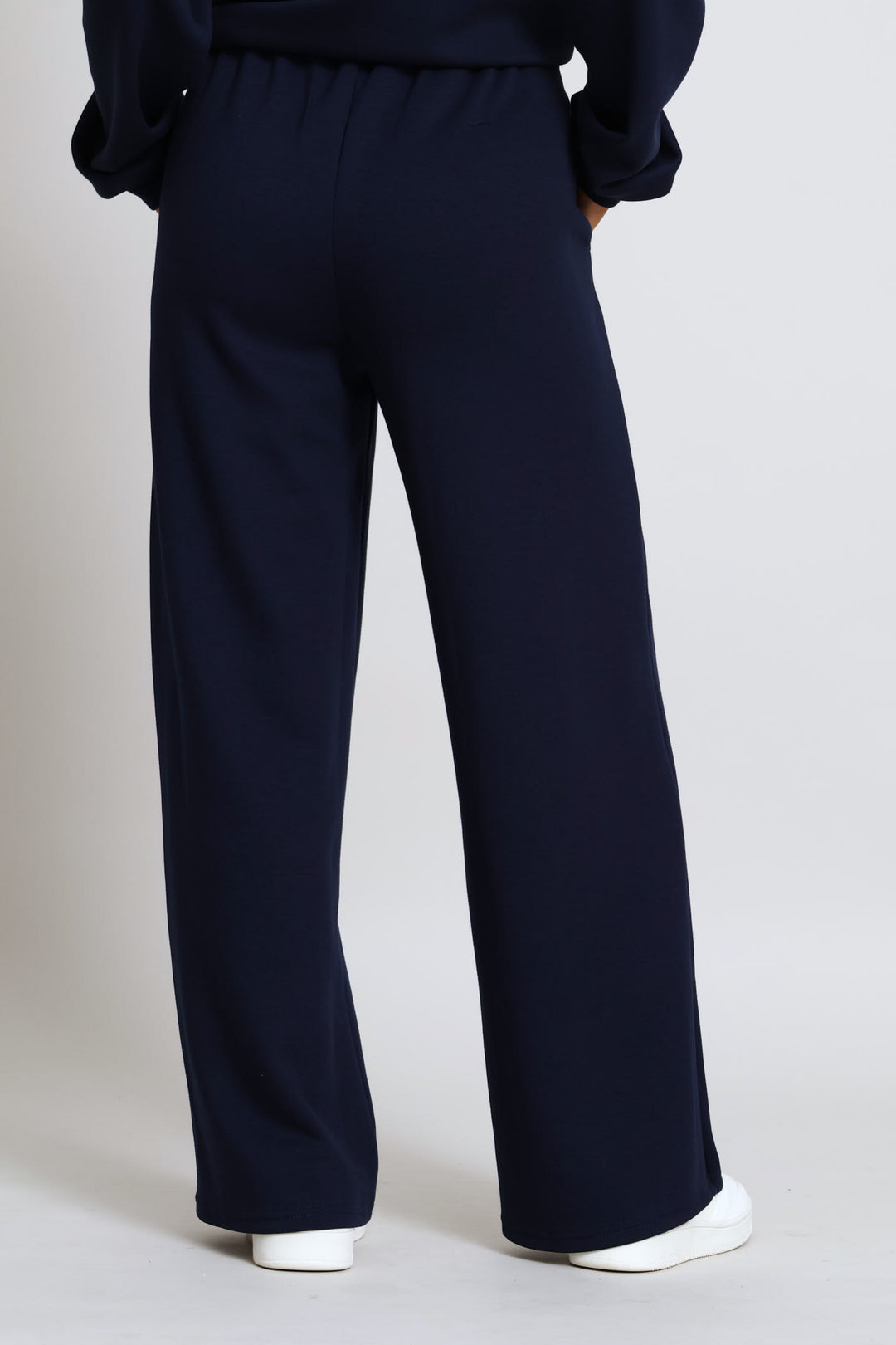 Plush Pintuck Wide Leg Track Pant - Navy