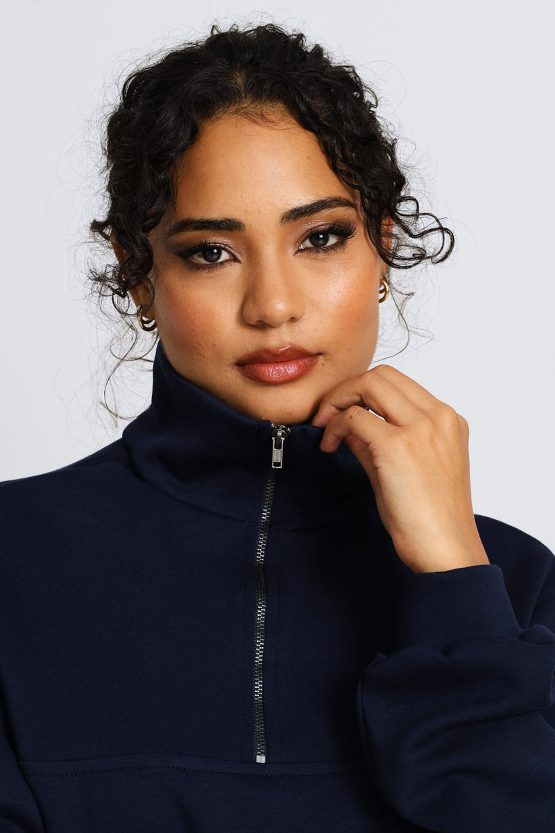 Plush Quarter Zip Pullover - Navy
