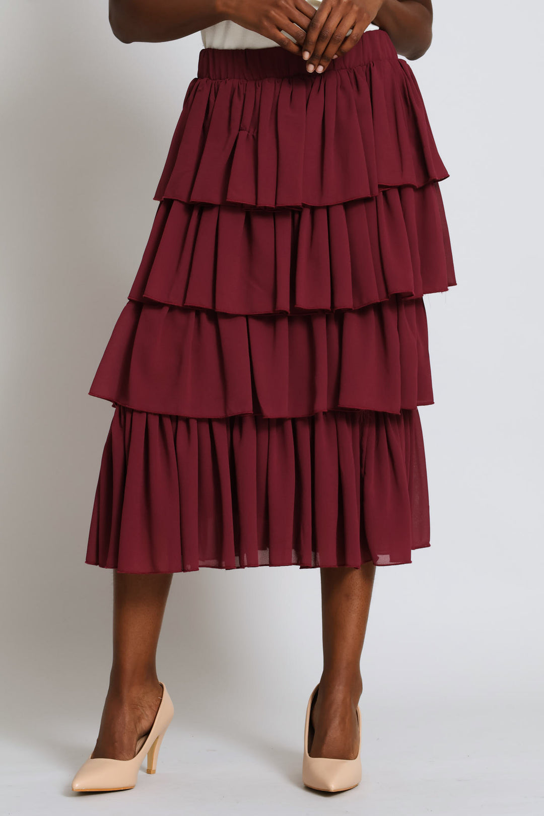 Rara Chiffon Midi Skirt - Wine