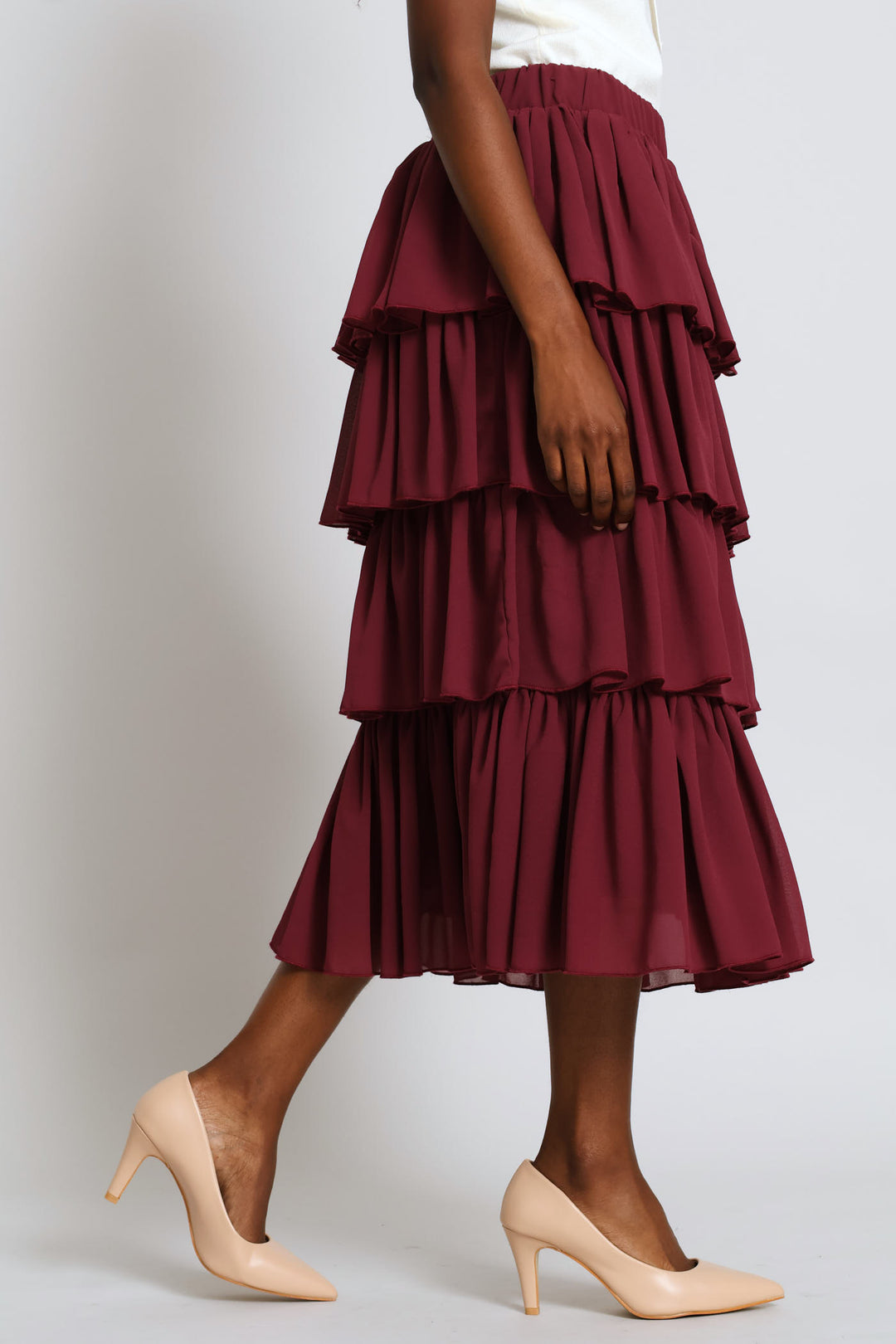 Rara Chiffon Midi Skirt - Wine