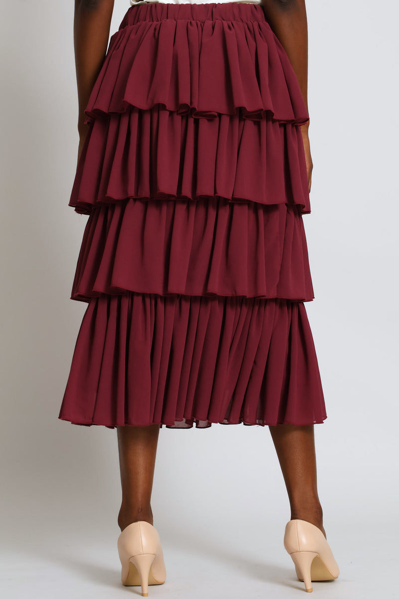 Rara Chiffon Midi Skirt - Wine