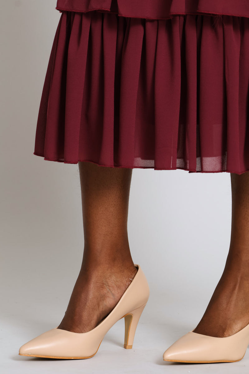 Rara Chiffon Midi Skirt - Wine