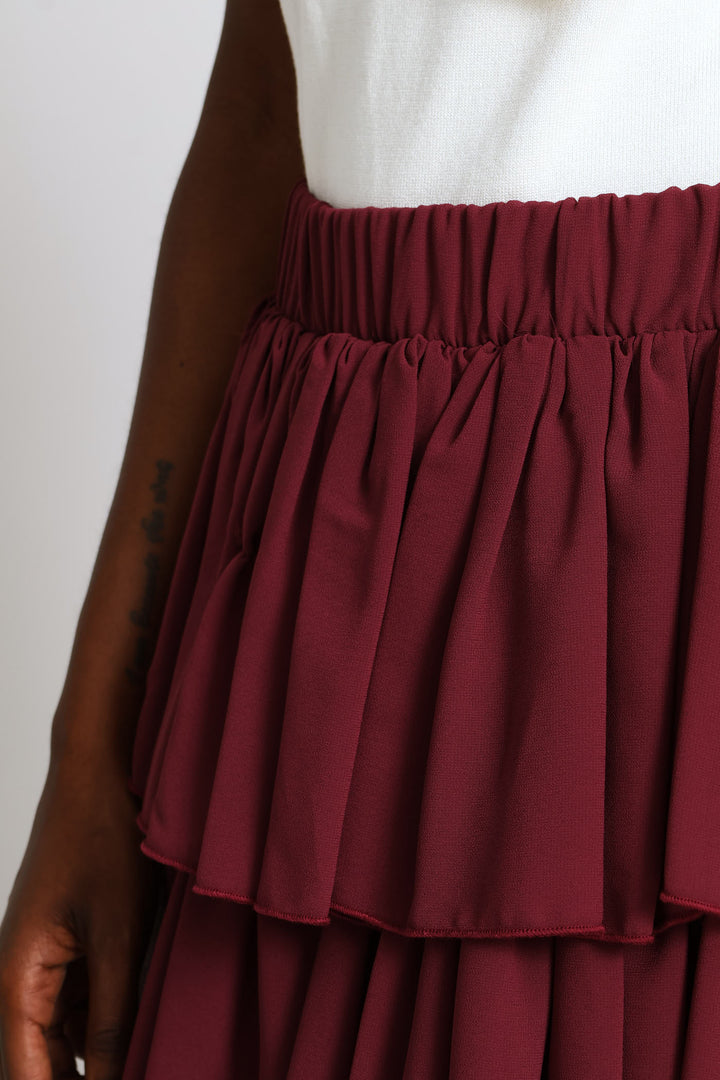 Rara Chiffon Midi Skirt - Wine
