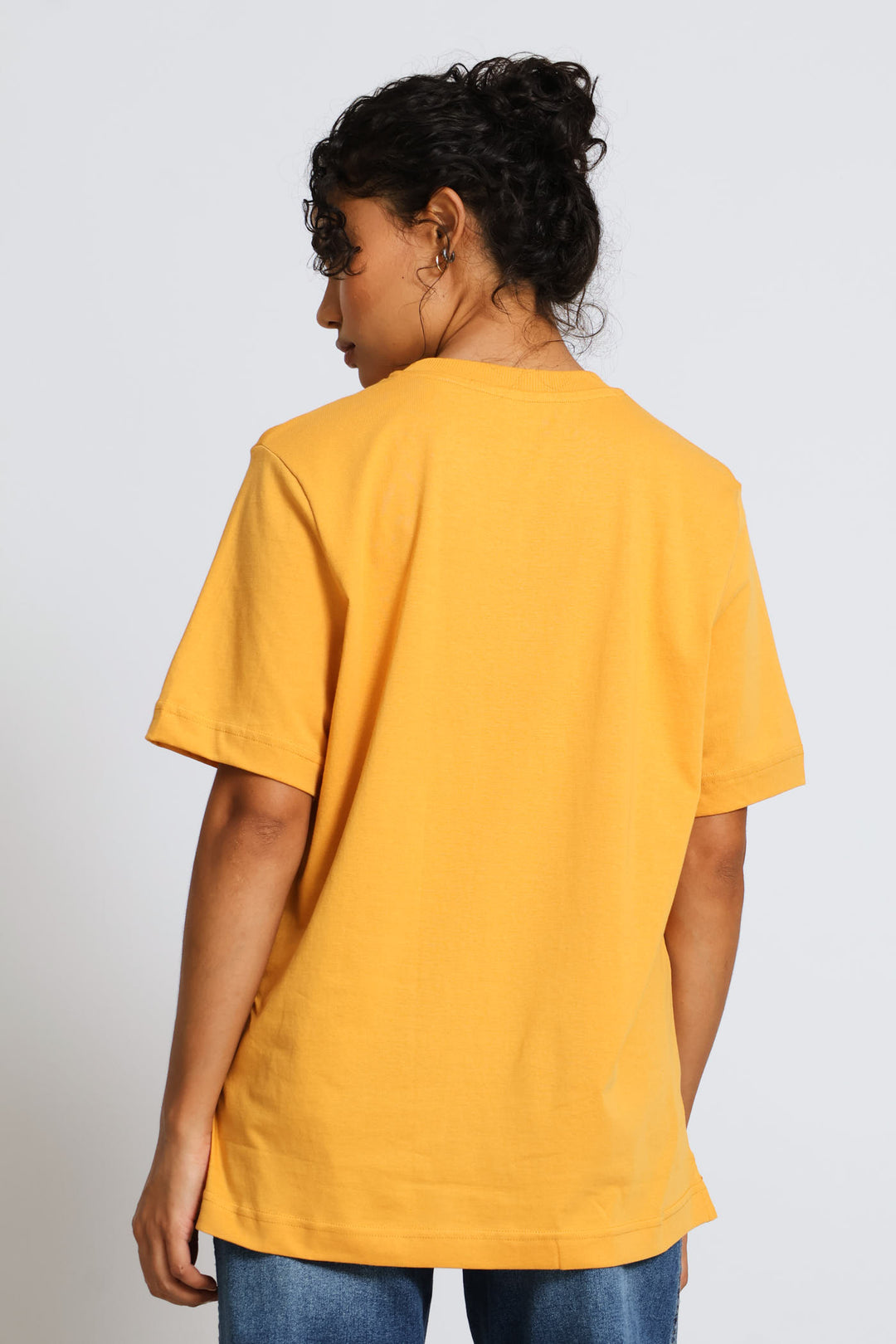 Rib Neck Cotton Boxy Tee - Tumeric