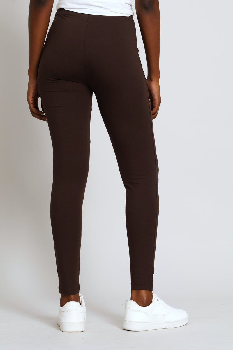 Wide Waistband Basic Legging - Chocolate