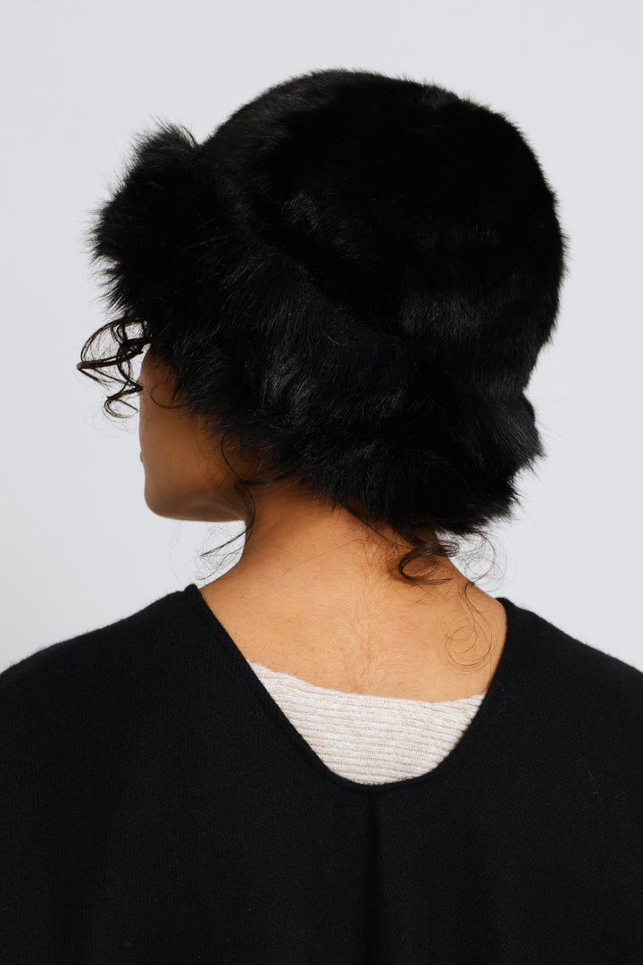 Turn Up Fluffy Hat - Black