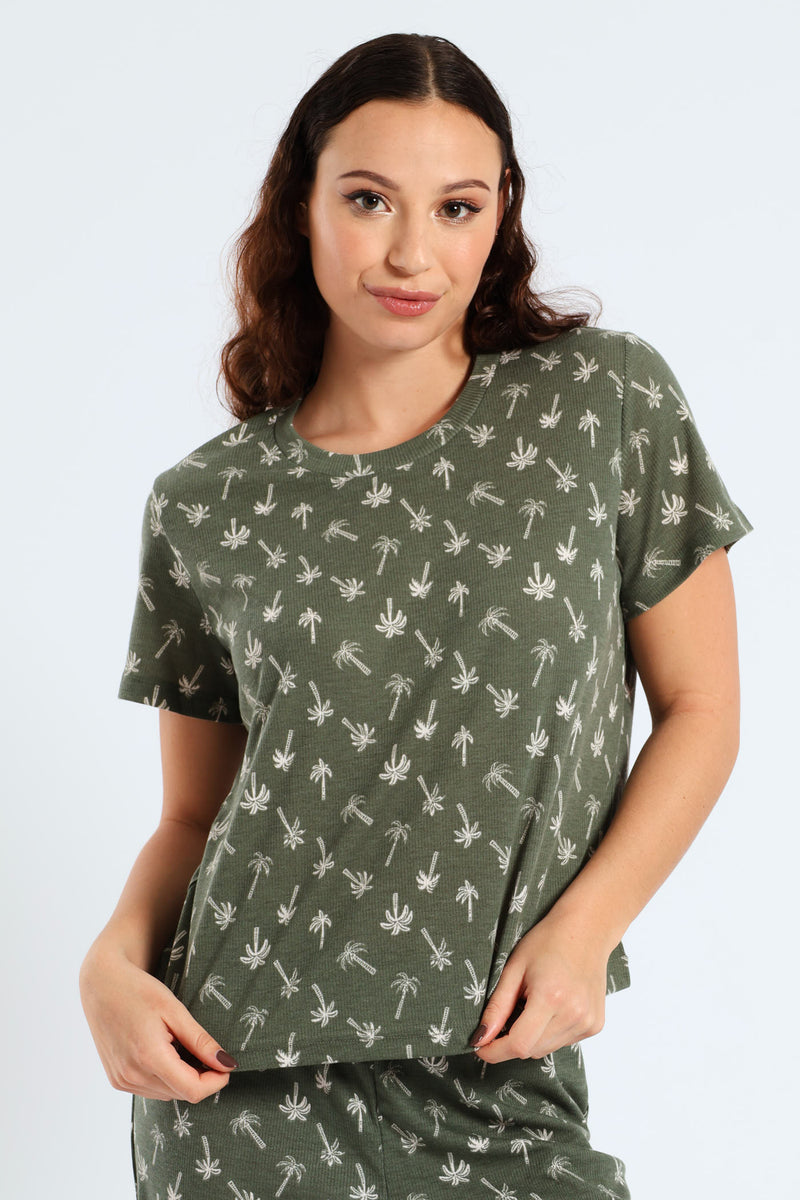 Rib Knit Palm Tee - Fatigue