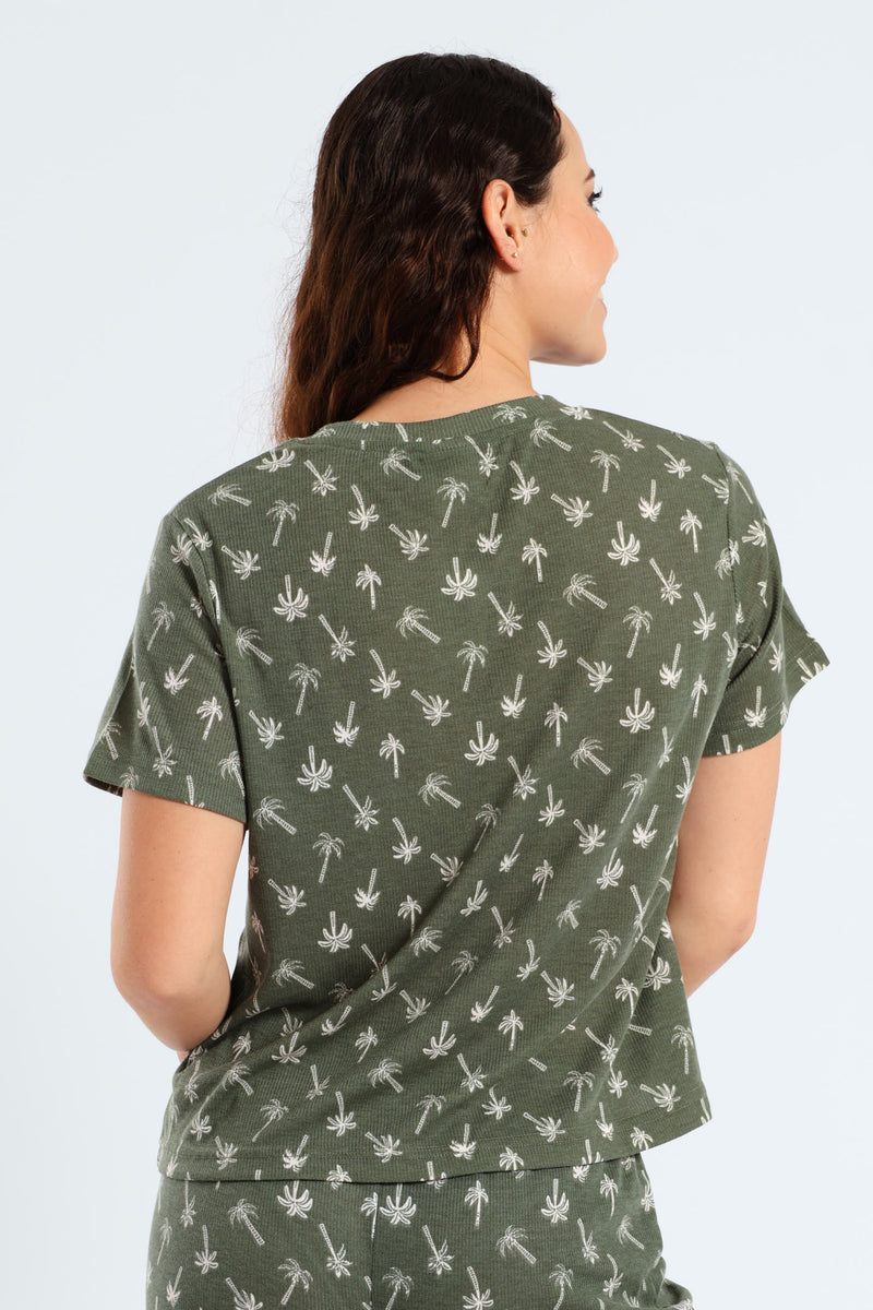 Rib Knit Palm Tee - Fatigue