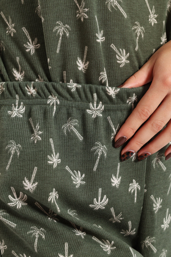 Palm Straight Leg Rib Knit Pant - Fatigue