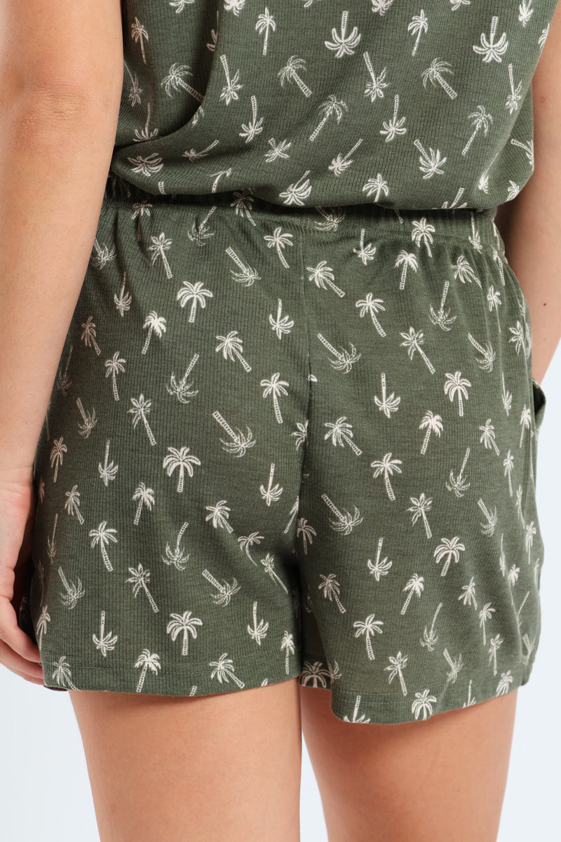 Rib Knit Palm Short - Fatigue