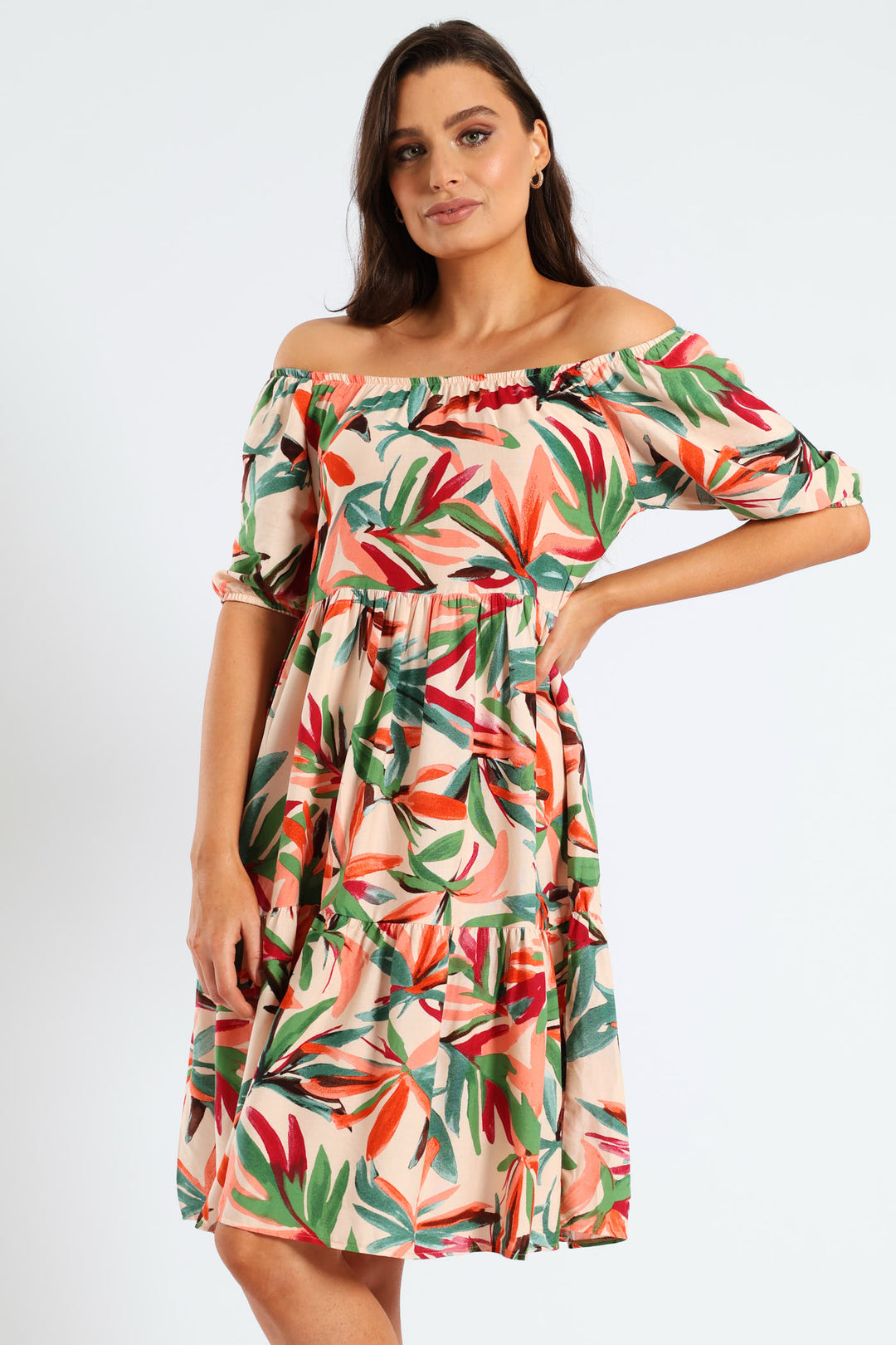 Printed Tiered Gypsy Mini Dress - Multi