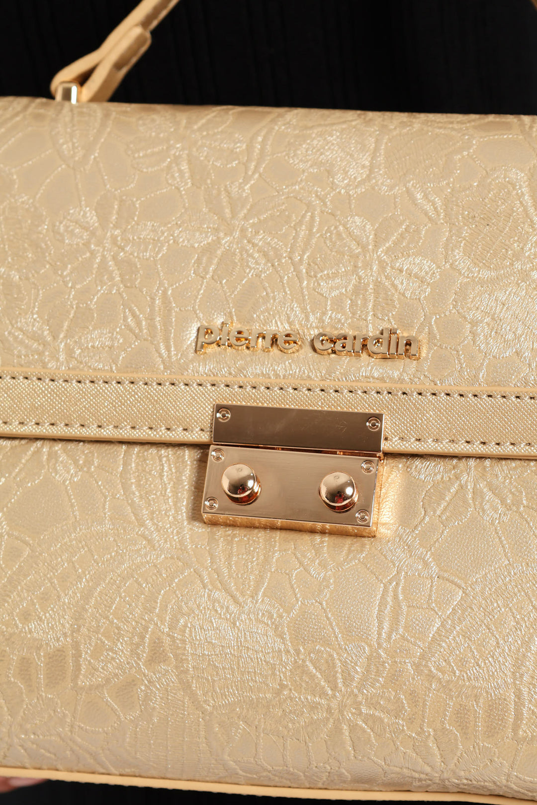 Lace Flower Satchel Bag - Gold