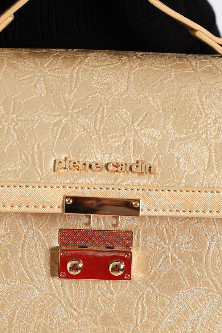 Lace Flower Satchel Bag - Gold