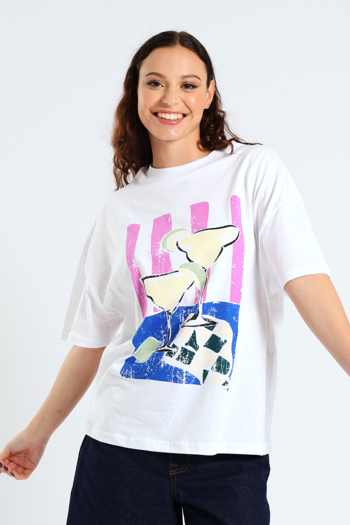 Oversized Margarita Tee - White