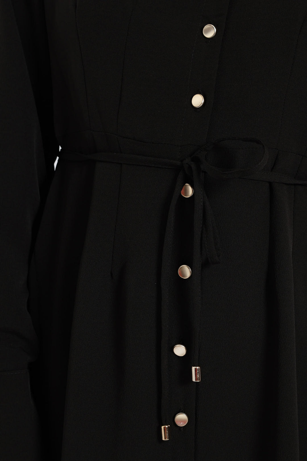 Darted Waisted Midi Shirt Dress - Black