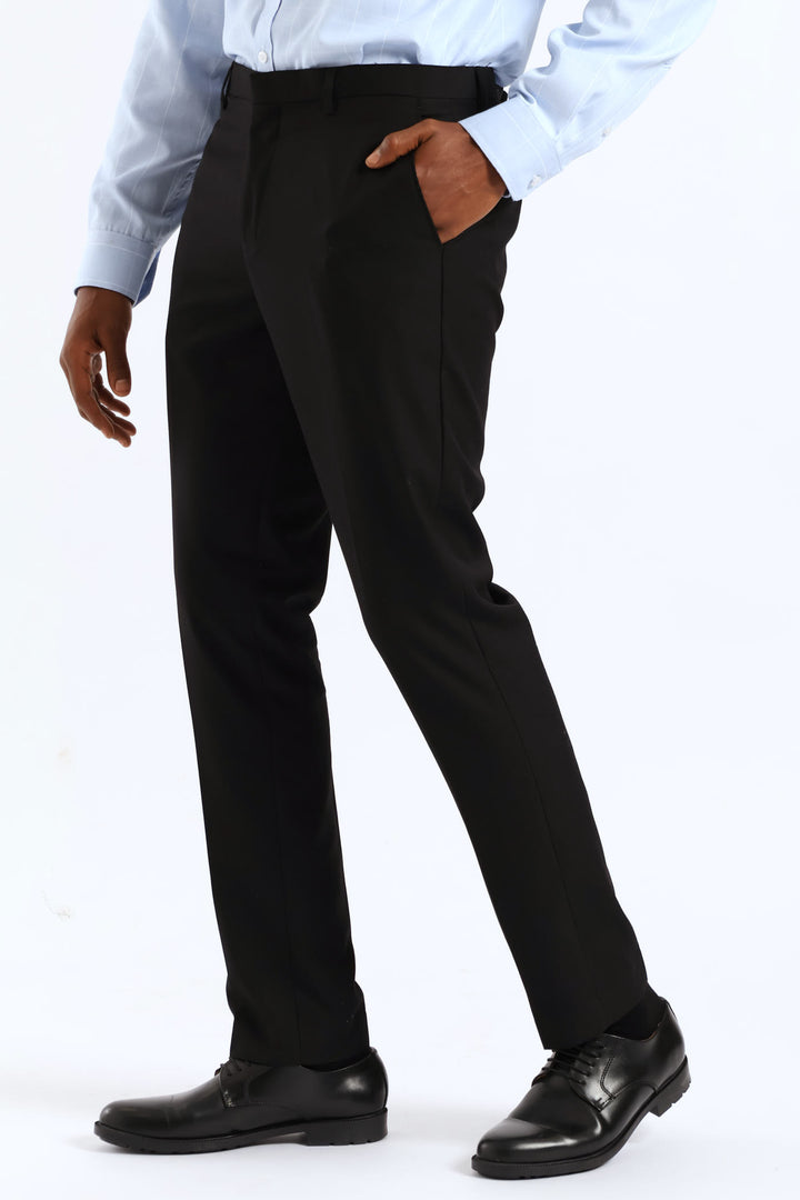 Slim Fit Viscose Blend Suit Trouser - Black