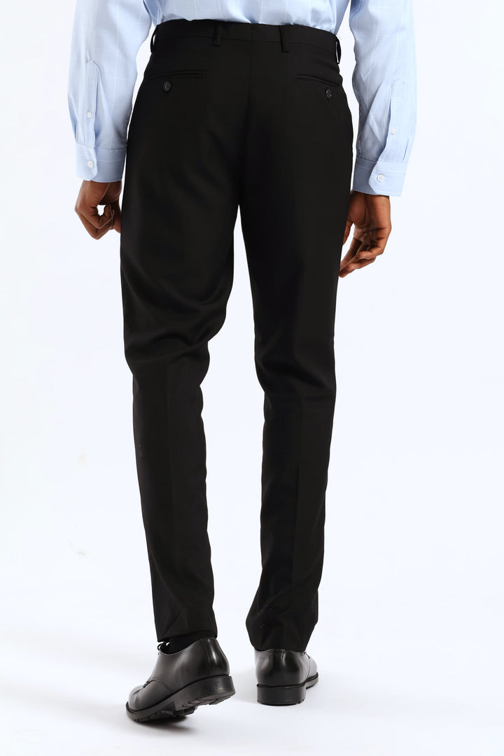 Slim Fit Viscose Blend Suit Trouser - Black
