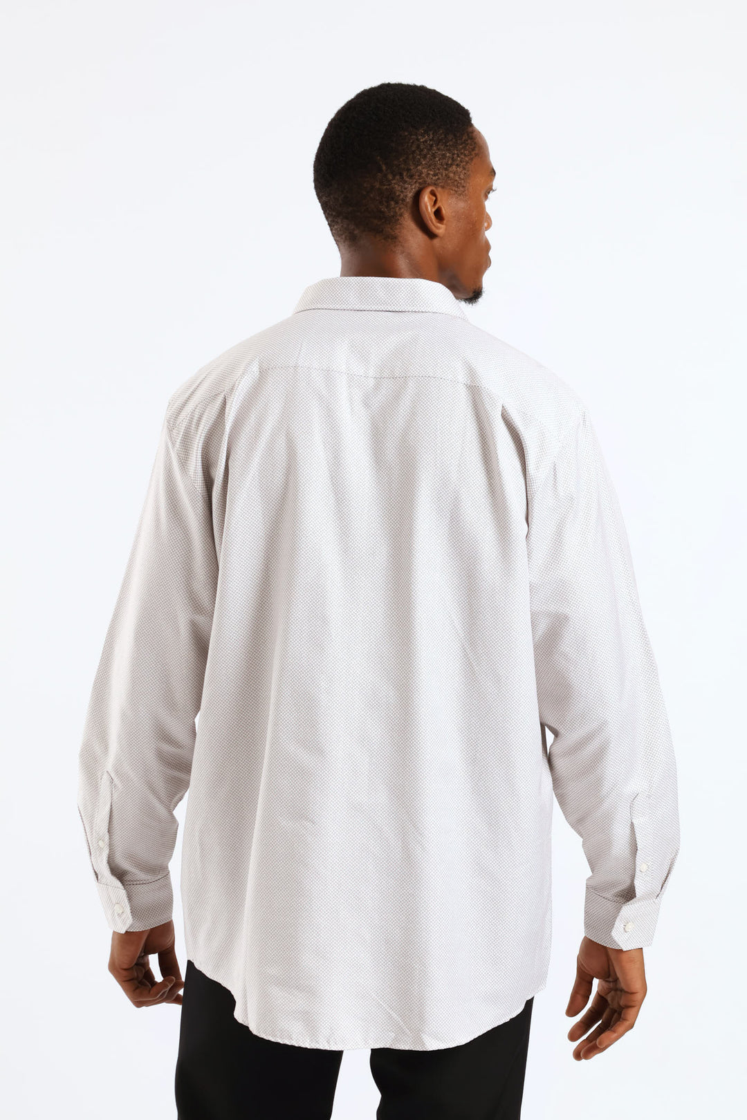 Regular Long Sleeve Spotted Textured Shirt - White/Beige