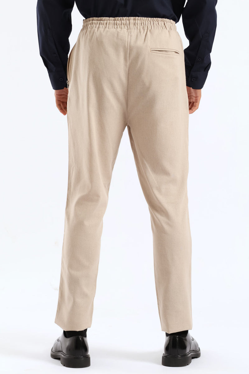Elasticated Zip Detail Trouser - Neutral