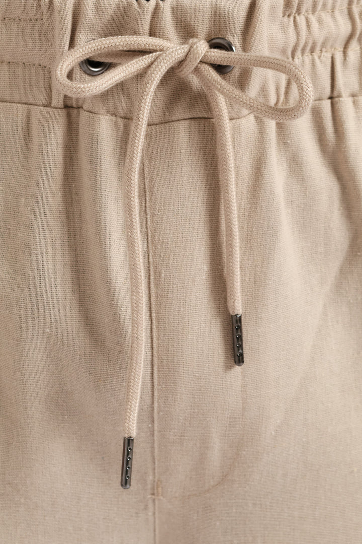 Elasticated Zip Detail Trouser - Neutral